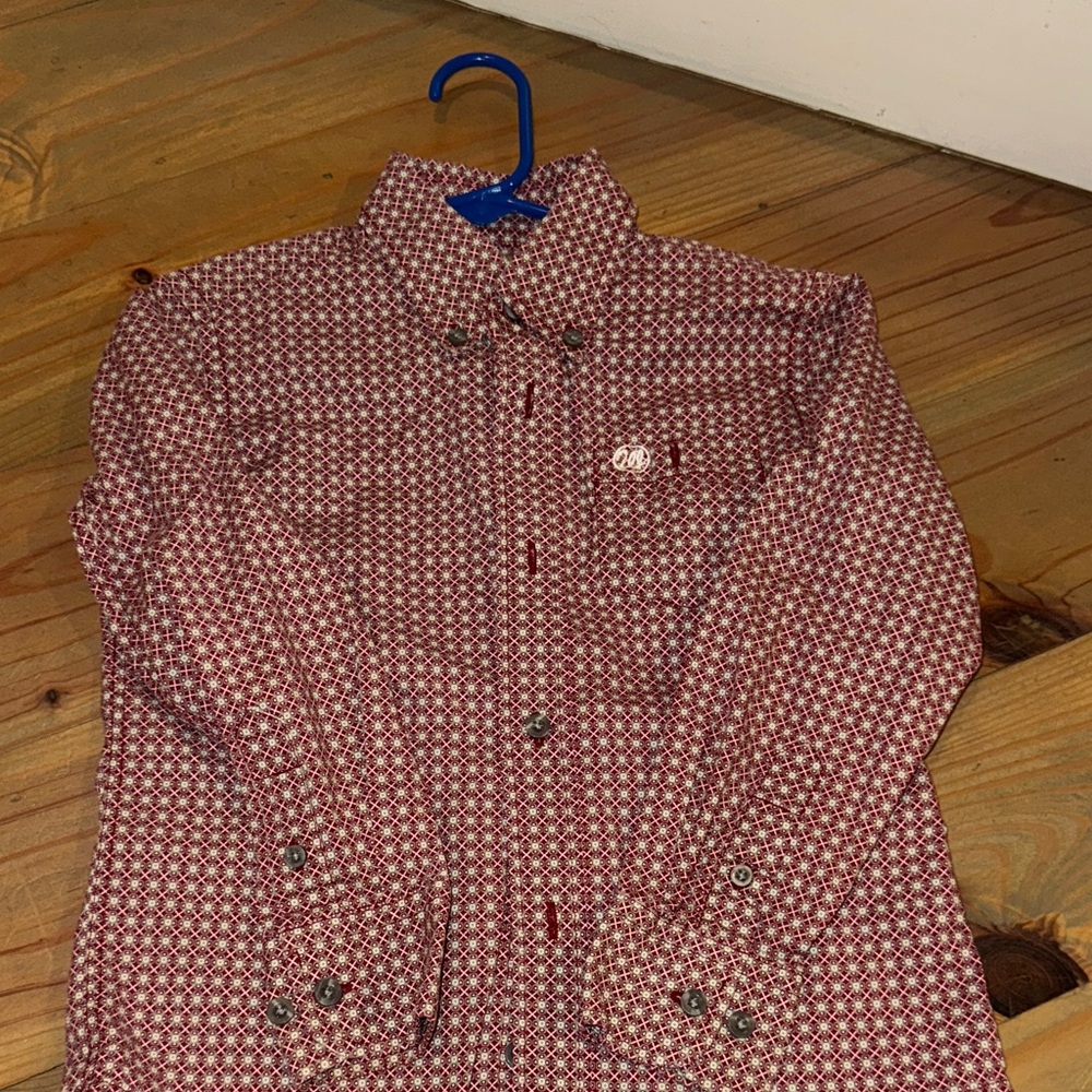 Wrangler Kids Red and White Button Down Shirt